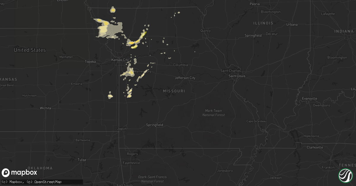 Hail map in Missouri on July 5, 2014