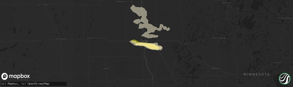 Hail map in Moorhead, MN on July 5, 2014