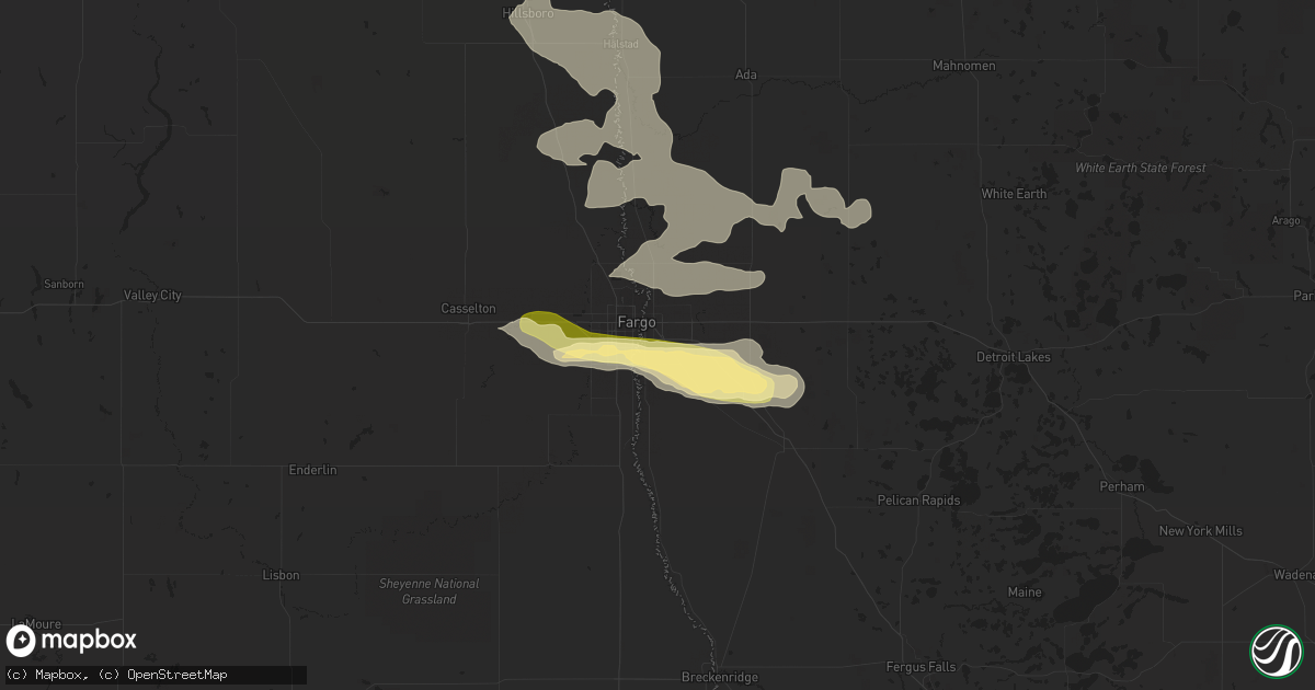 Hail map in Moorhead, MN on July 5, 2014