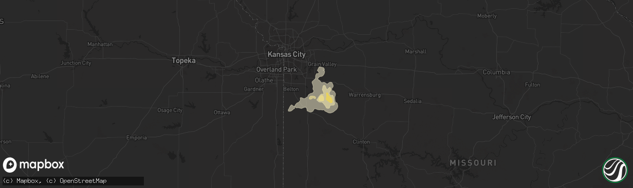 Hail map in Pleasant Hill, MO on July 5, 2014