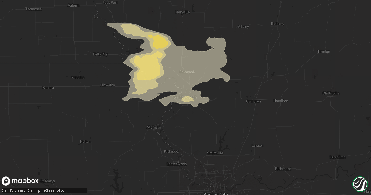 Hail map in Saint Joseph, MO on July 5, 2014
