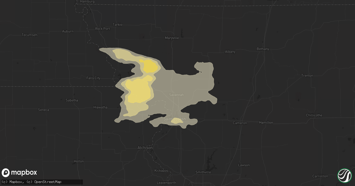 Hail map in Savannah, MO on July 5, 2014