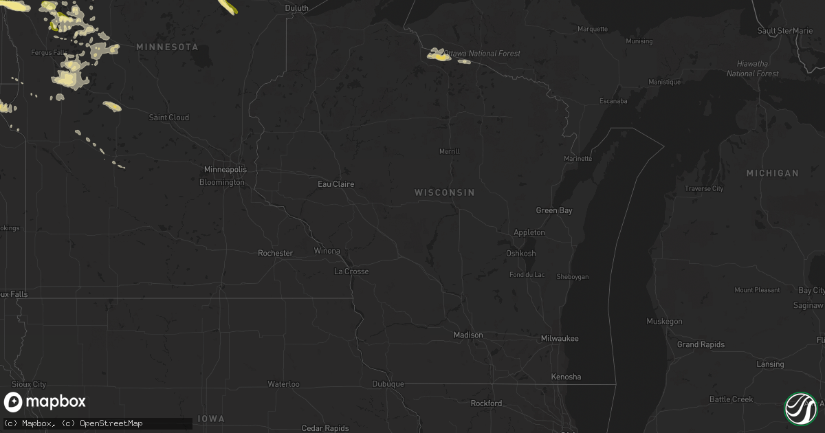 Hail map in Wisconsin on July 5, 2014