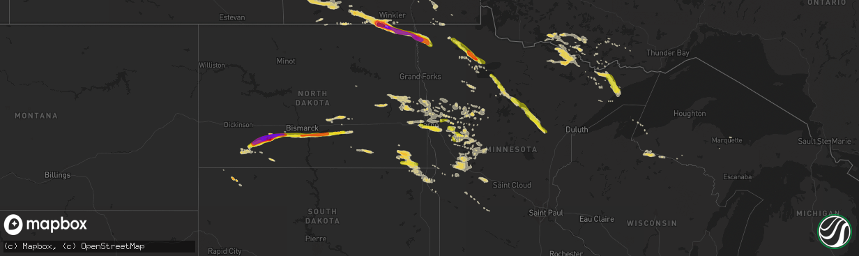 Hail map on July 5, 2014