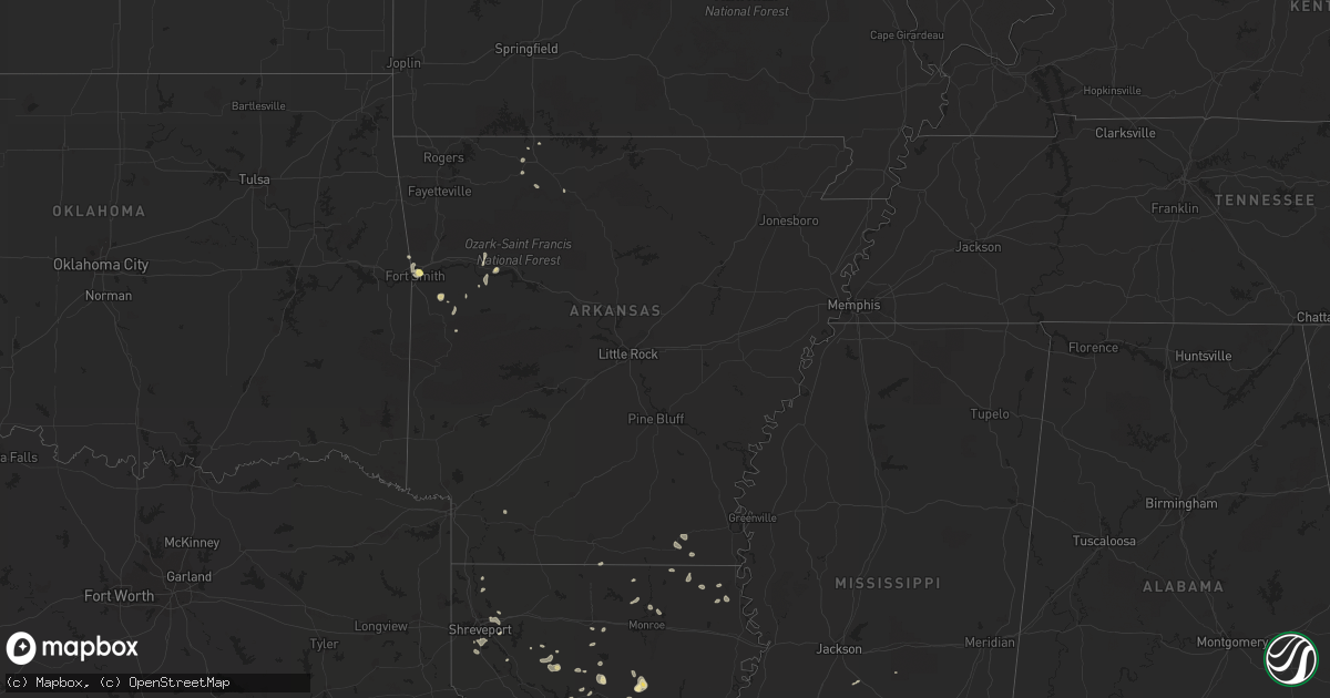 Hail map in Arkansas on July 5, 2015
