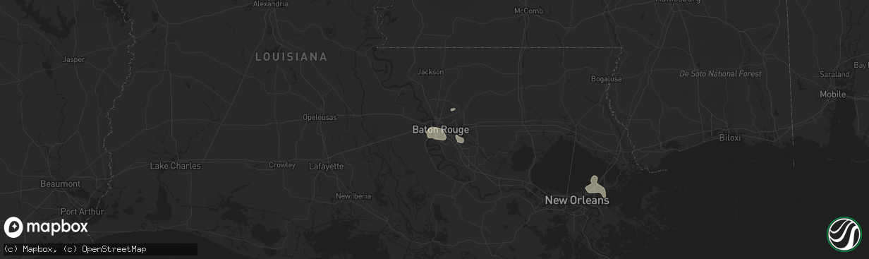 Hail map in Baton Rouge, LA on July 5, 2015