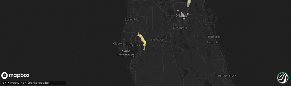 Hail map in Dover, FL on July 5, 2015