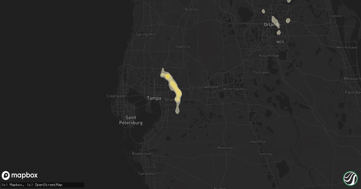 Hail map in Dover, FL on July 5, 2015