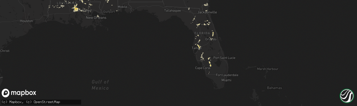 Hail map in Florida on July 5, 2015