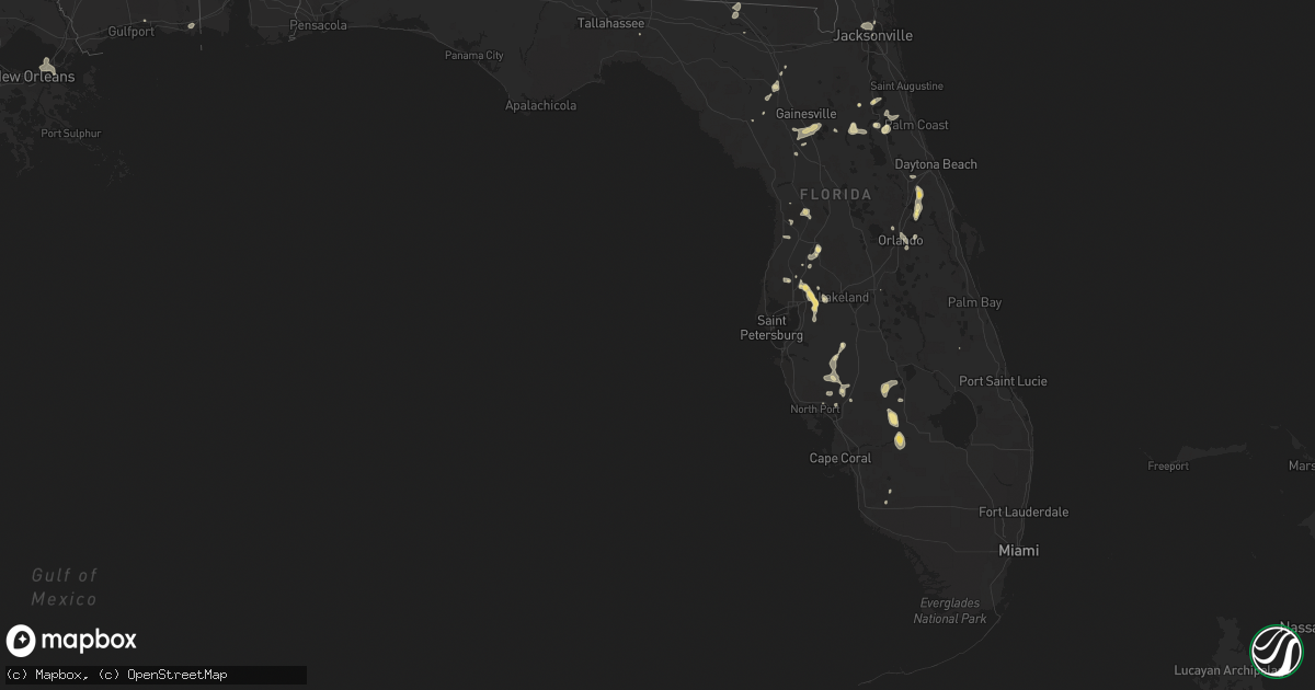 Hail map in Florida on July 5, 2015