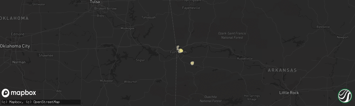 Hail map in Fort Smith, AR on July 5, 2015