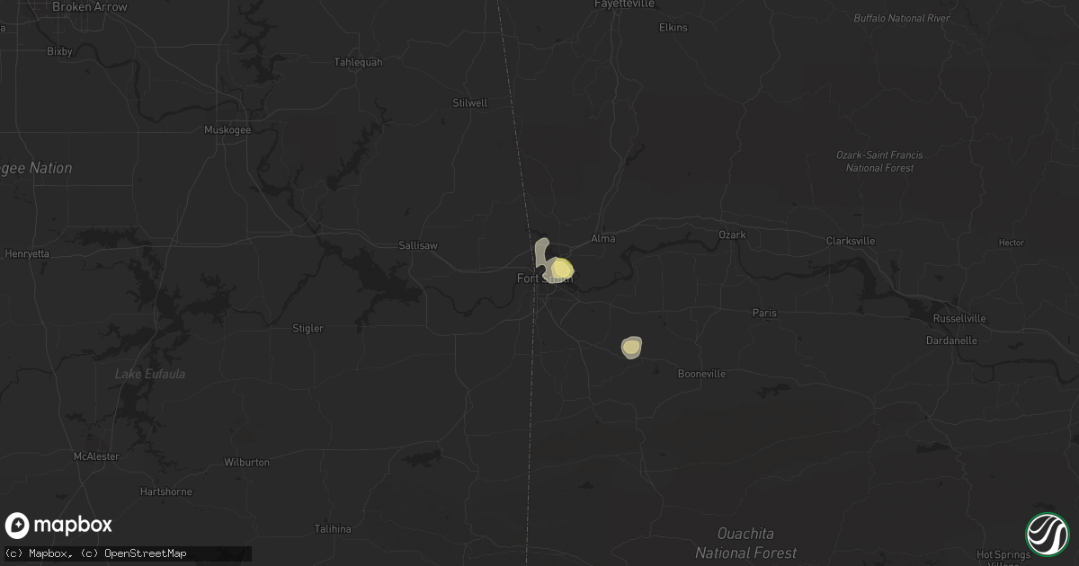 Hail map in Fort Smith, AR on July 5, 2015