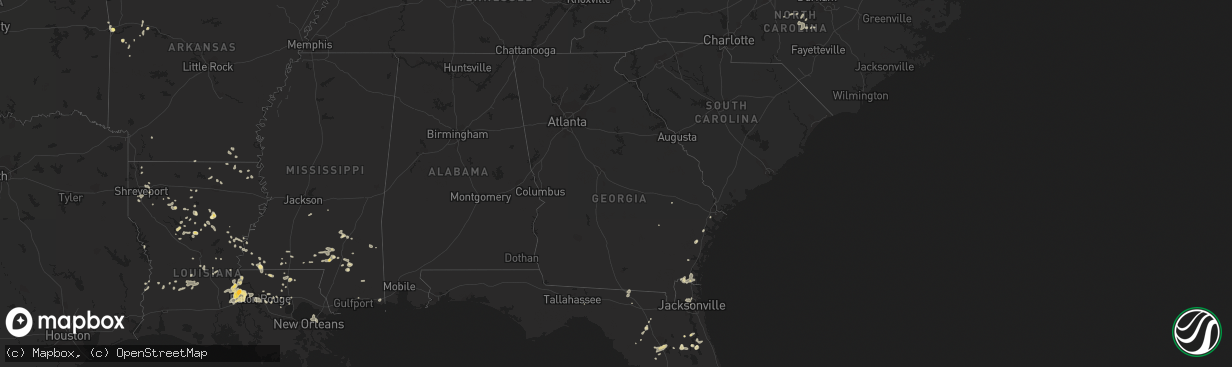 Hail map in Georgia on July 5, 2015