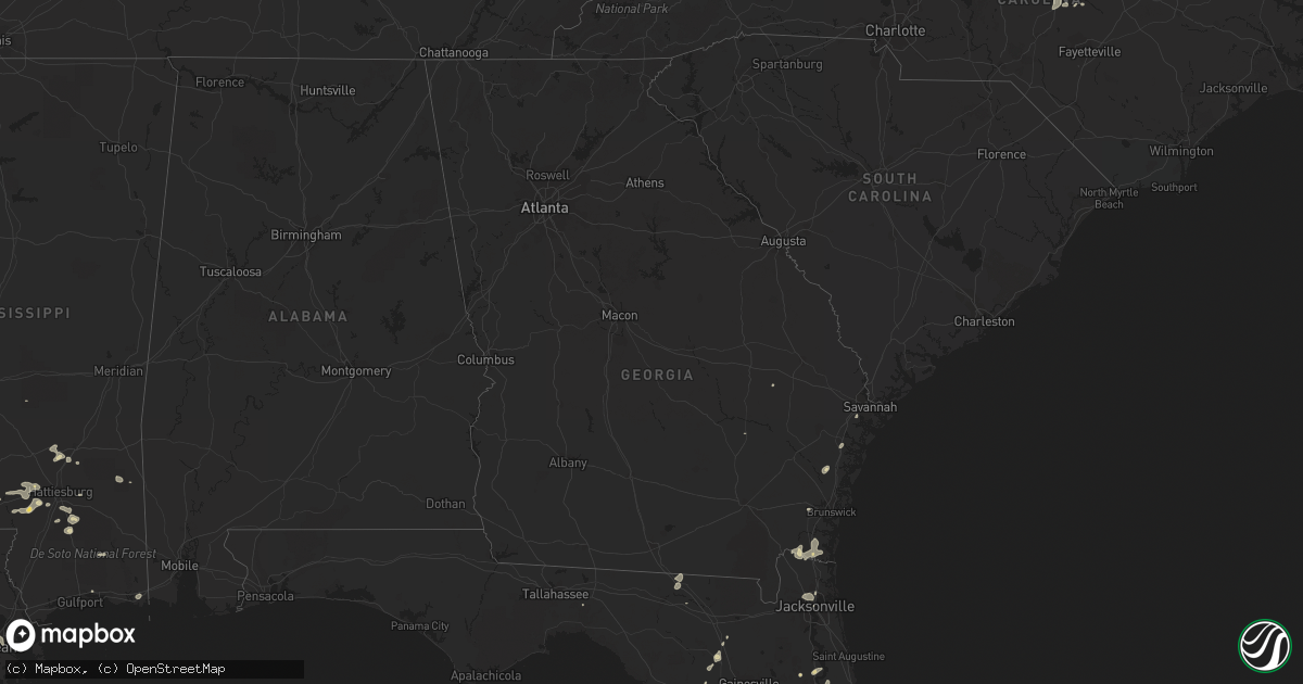 Hail map in Georgia on July 5, 2015