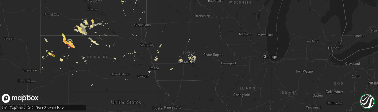 Hail map in Iowa on July 5, 2015