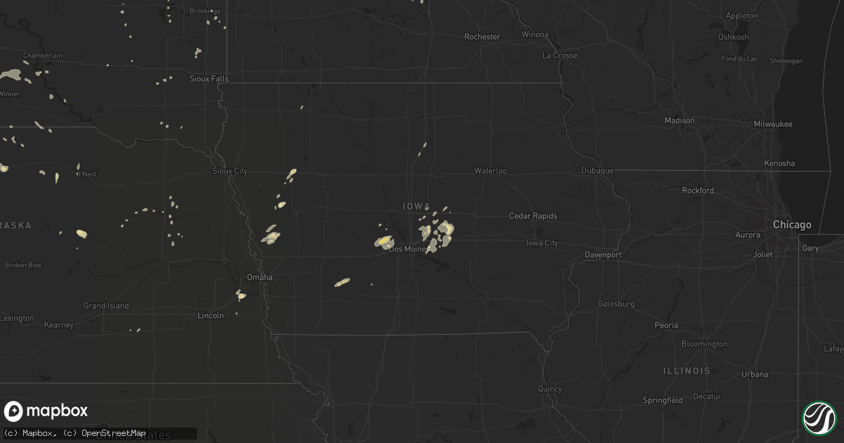 Hail map in Iowa on July 5, 2015