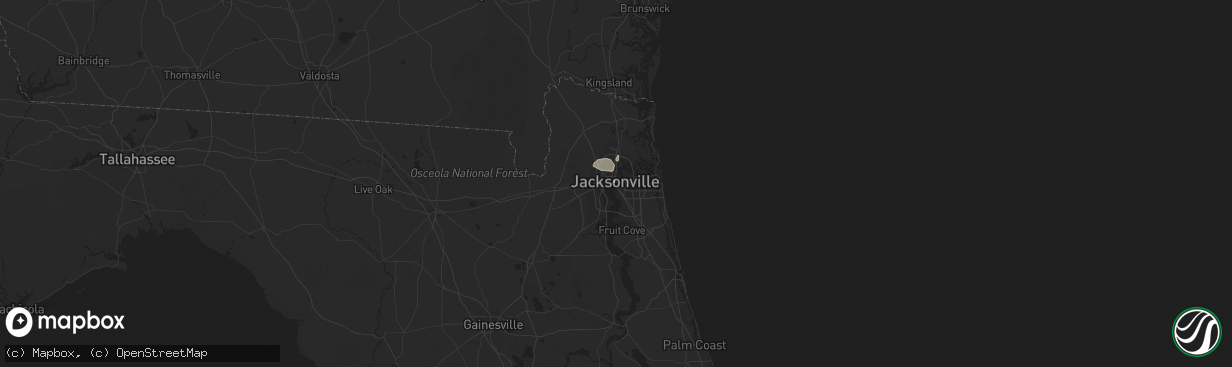 Hail map in Jacksonville, FL on July 5, 2015