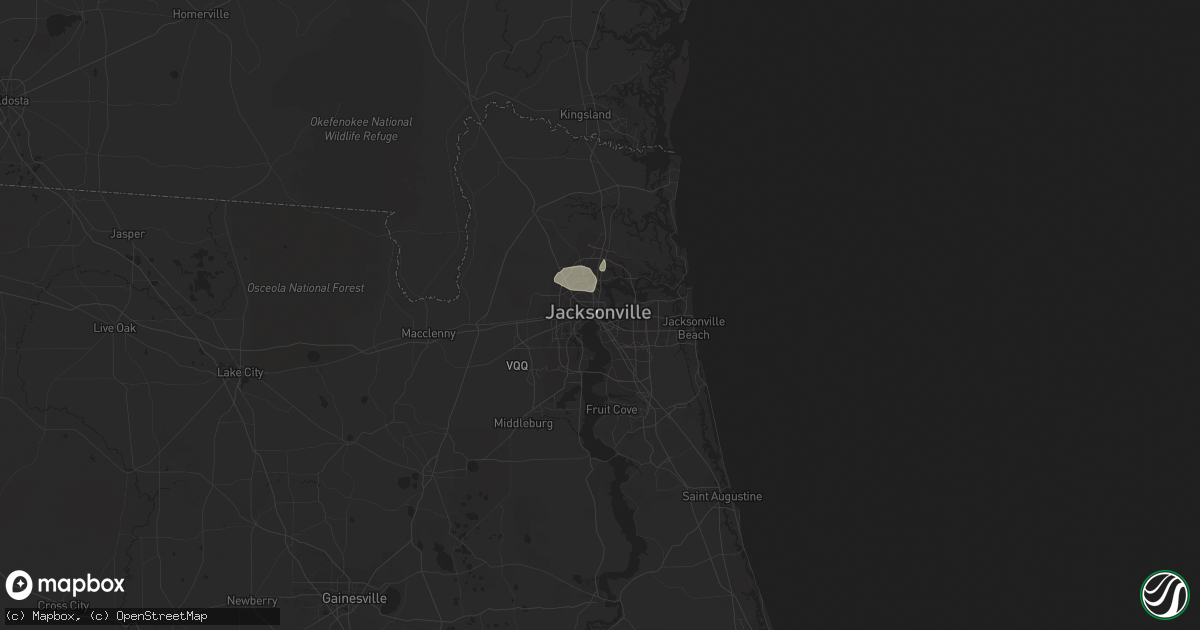 Hail map in Jacksonville, FL on July 5, 2015