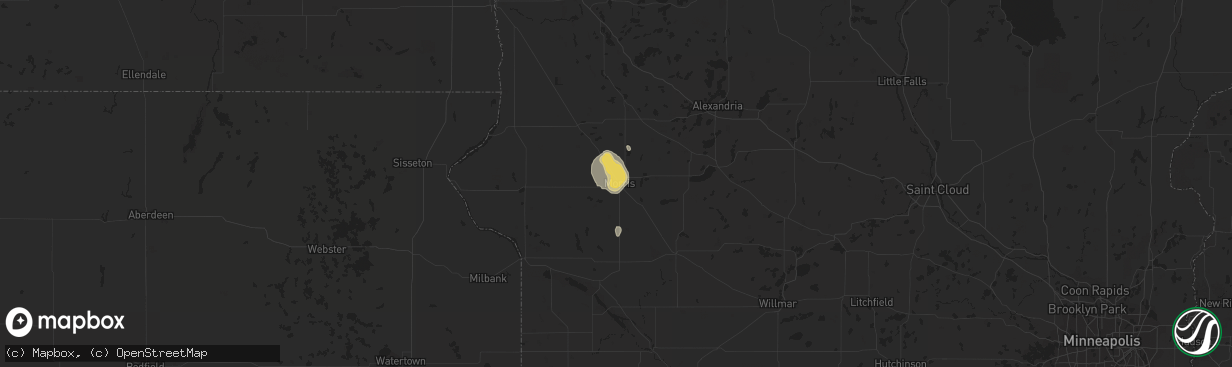 Hail map in Morris, MN on July 5, 2015