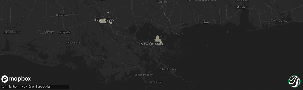 Hail map in New Orleans, LA on July 5, 2015