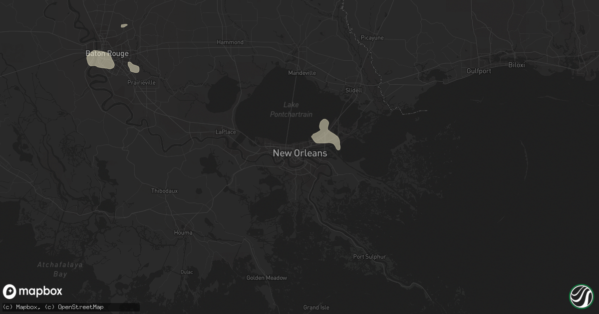 Hail map in New Orleans, LA on July 5, 2015
