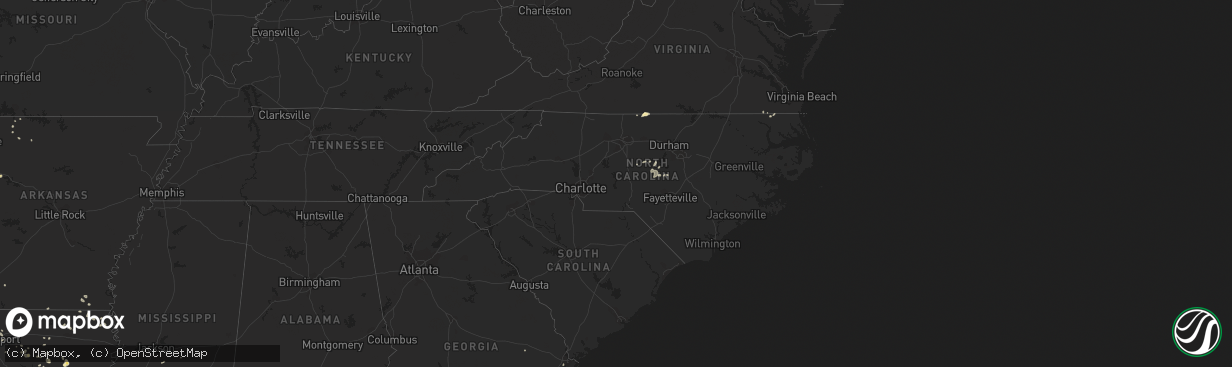 Hail map in North Carolina on July 5, 2015