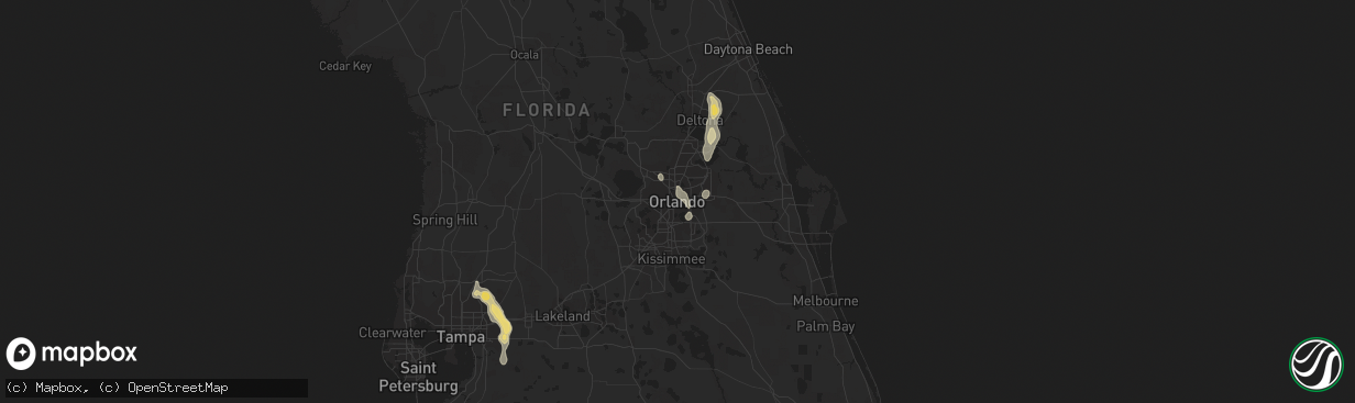 Hail map in Orlando, FL on July 5, 2015