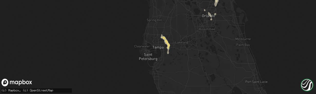 Hail map in Tampa, FL on July 5, 2015