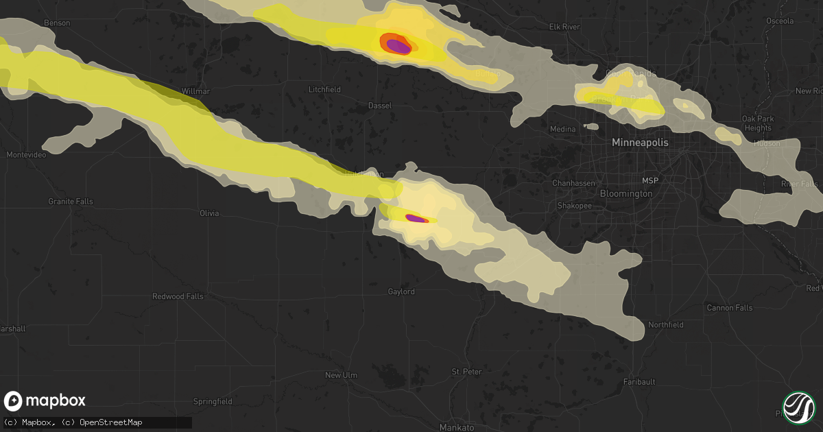 Hail map in Glencoe, MN on July 5, 2016