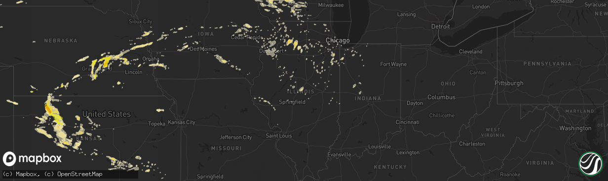 Hail map in Illinois on July 5, 2016