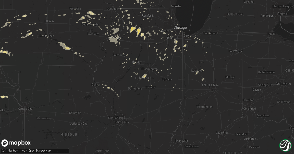 Hail map in Illinois on July 5, 2016