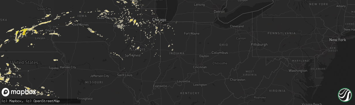 Hail map in Indiana on July 5, 2016