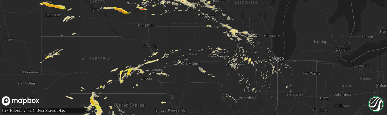 Hail map in Iowa on July 5, 2016