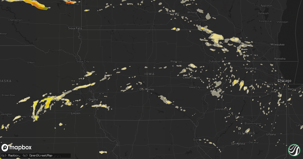 Hail map in Iowa on July 5, 2016