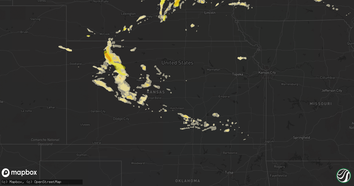 Hail map in Kansas on July 5, 2016
