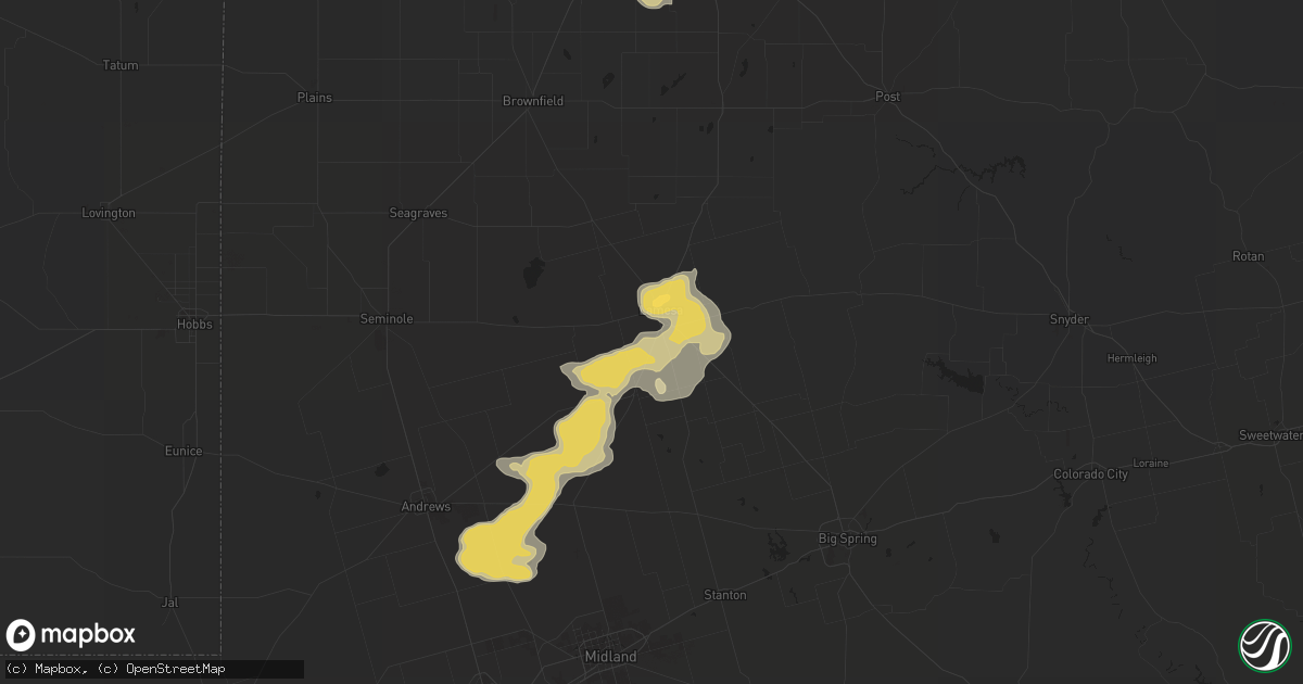 Hail map in Lamesa, TX on July 5, 2016