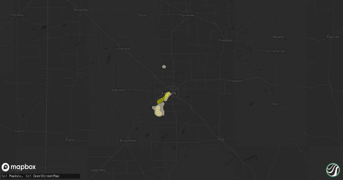 Hail map in Lubbock, TX on July 5, 2016