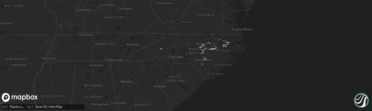 Hail map in North Carolina on July 5, 2016