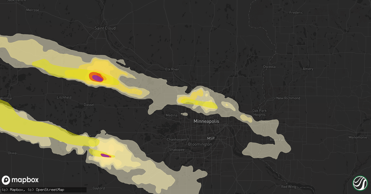 Hail map in Osseo, MN on July 5, 2016