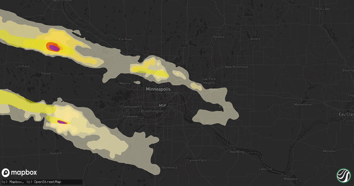 Hail map in Saint Paul, MN on July 5, 2016