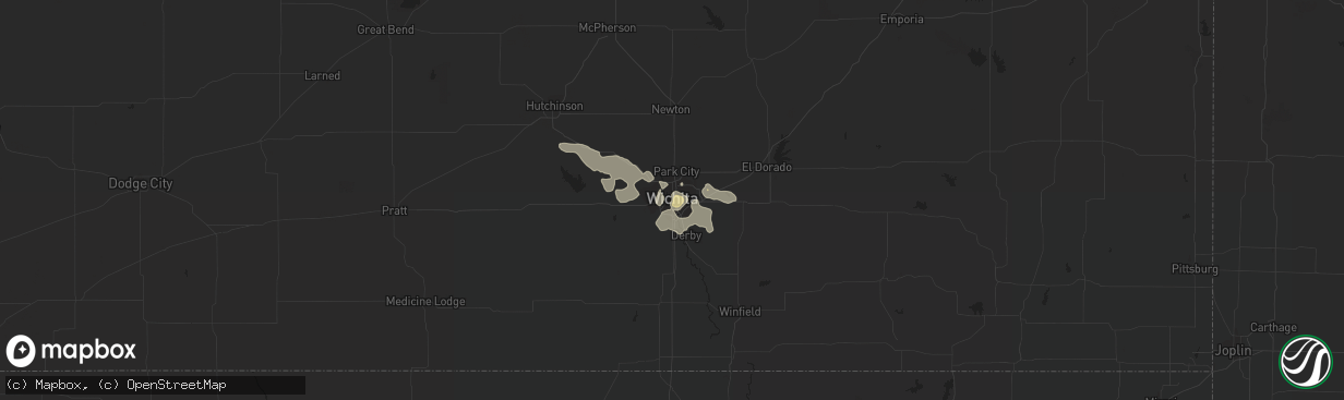 Hail map in Wichita, KS on July 5, 2016