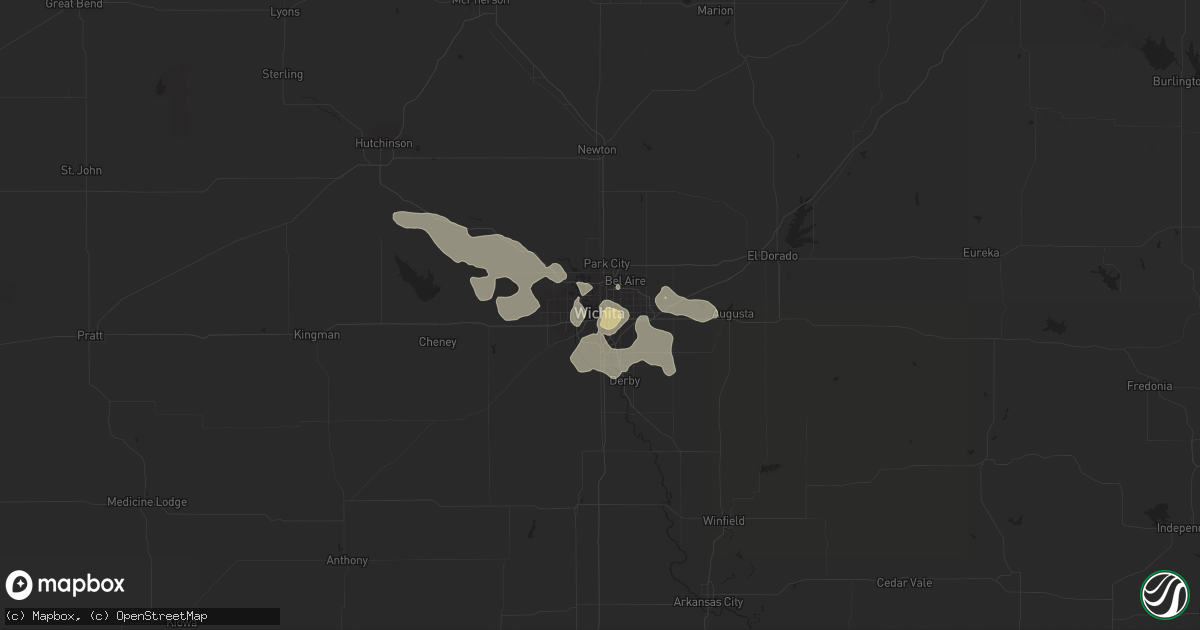 Hail map in Wichita, KS on July 5, 2016