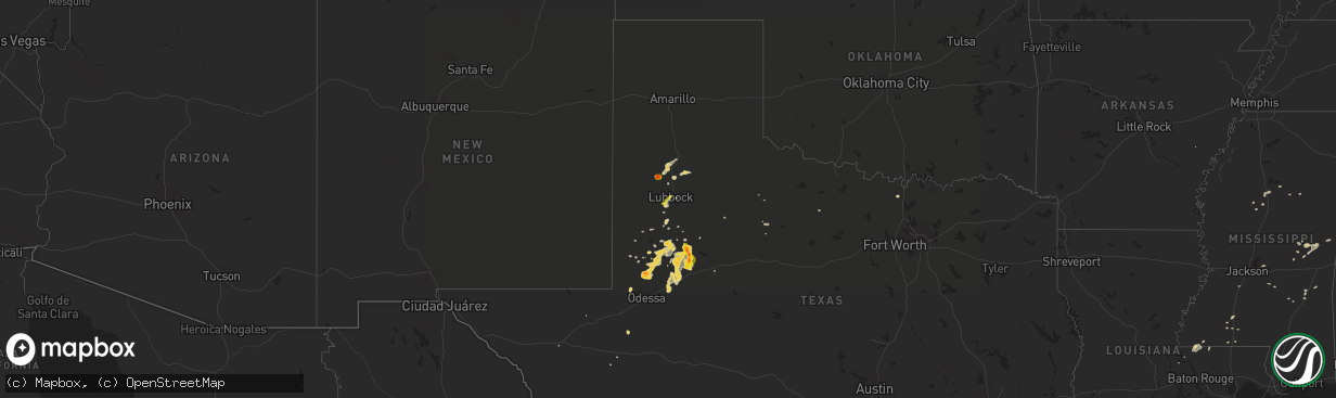 Hail map on July 5, 2016