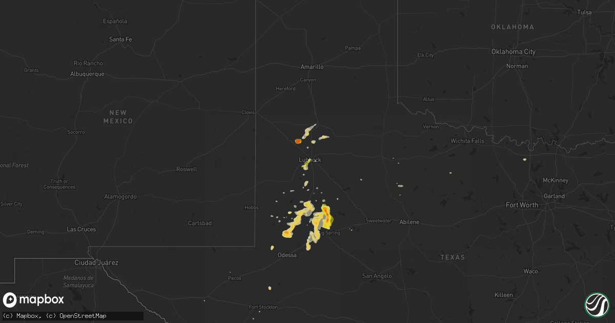 Hail map on July 5, 2016