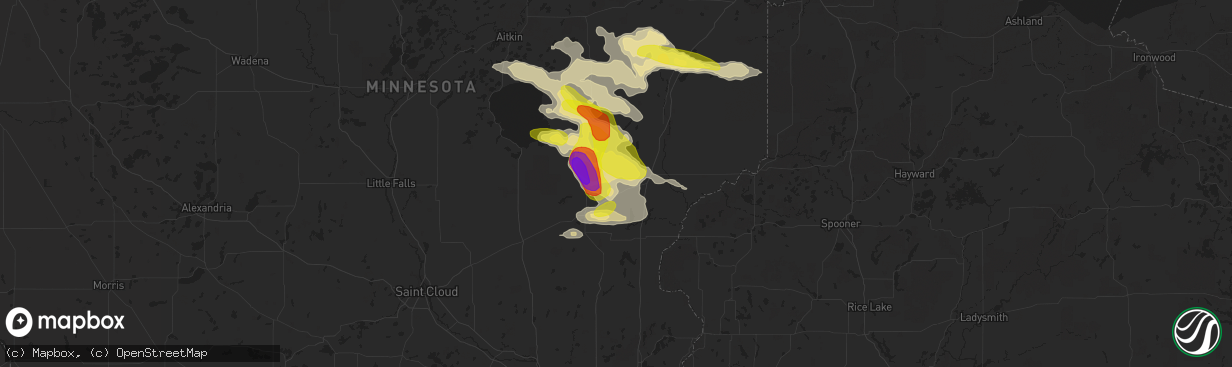 Hail map in Brook Park, MN on July 5, 2017