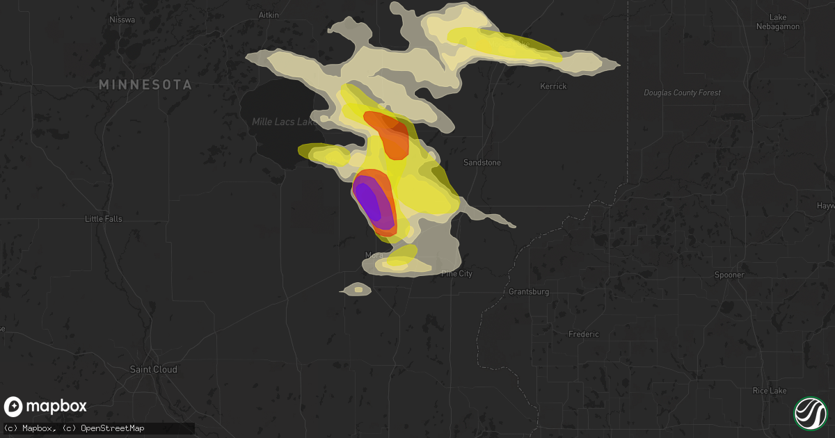 Hail map in Brook Park, MN on July 5, 2017