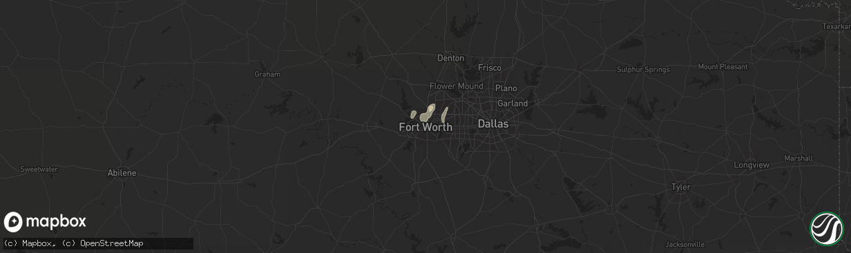 Hail map in Fort Worth, TX on July 5, 2017