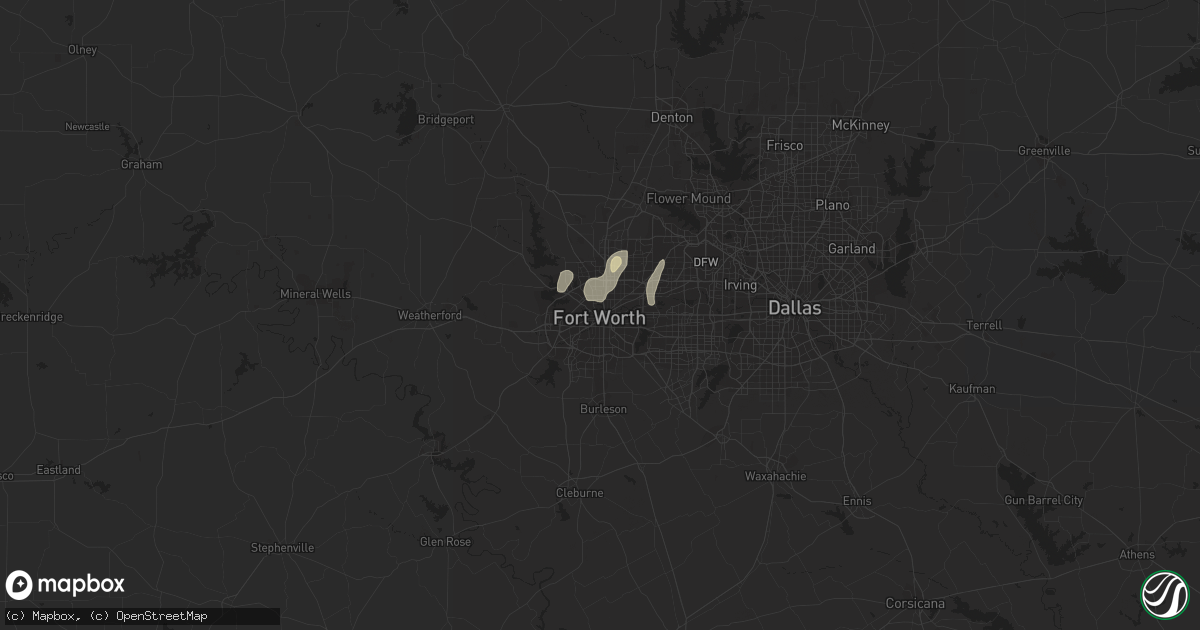 Hail map in Fort Worth, TX on July 5, 2017
