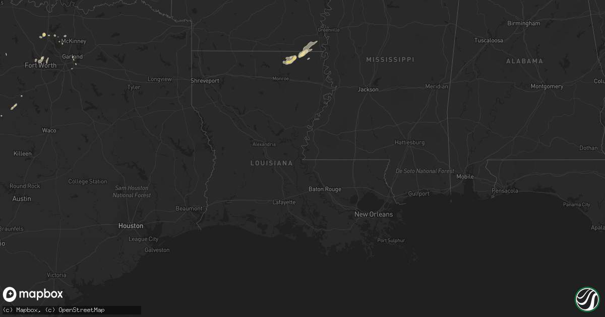 Hail map in Louisiana on July 5, 2017
