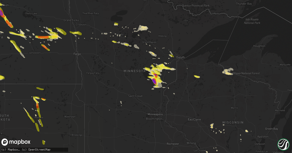 Hail map in Minnesota on July 5, 2017